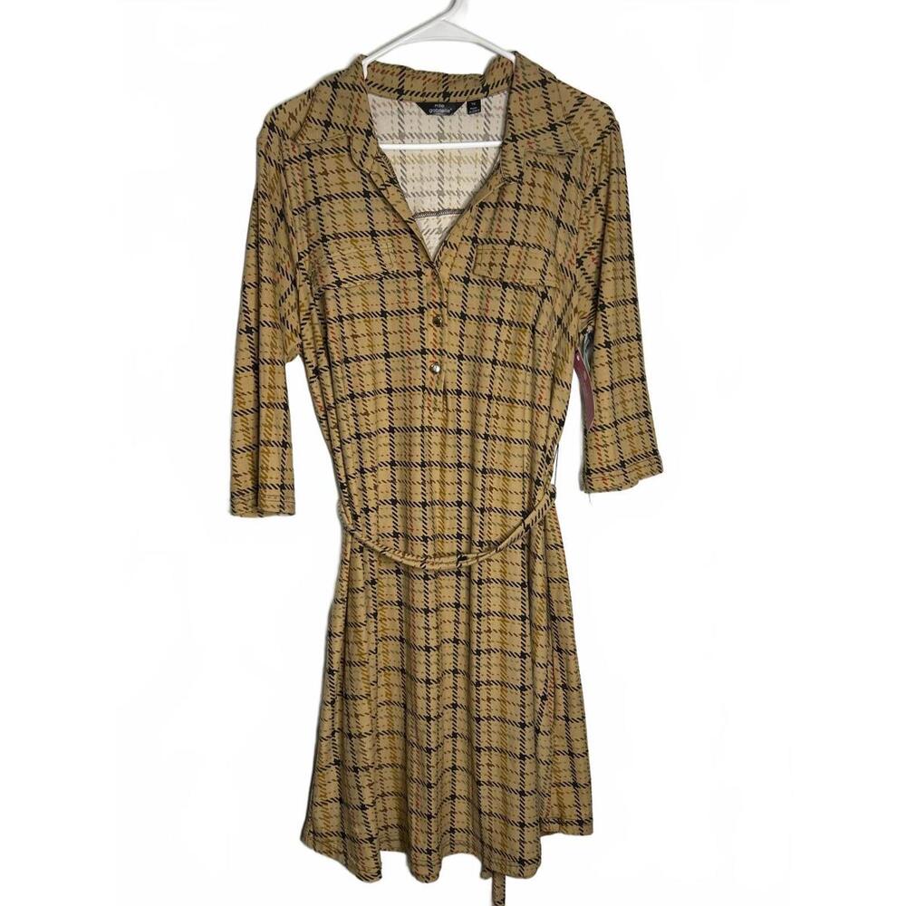 Mlle Gabrielle Strtchy Midi Plaid Dress